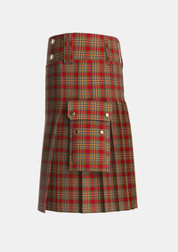 Utility_MacKintosh_Chief_Tartan_1622_kilt_left_image_with_pleated_design_and_adjustable_buckles_for_men