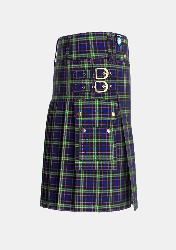 Utility_MacKusick_Tartan_2143_kilt_right_image_with_pleated_design_and_adjustable_buckles_for_men