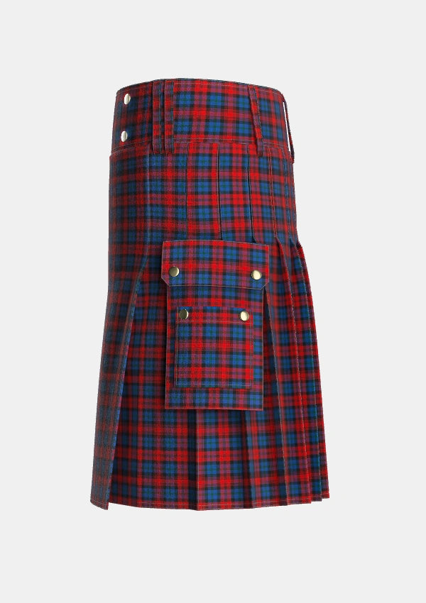 Utility_MacLachlan_2_Tartan_1594_kilt_left_image_with_pleated_design_and_adjustable_buckles_for_men