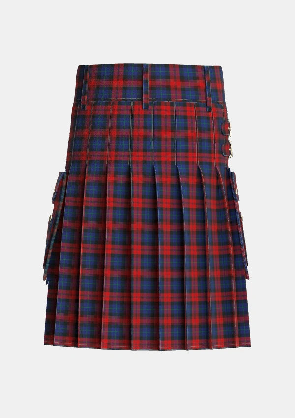 Utility_MacLachlan_Two_Tartan_732_kilt_back_image_with_pleated_design_and_adjustable_buckles_for_men