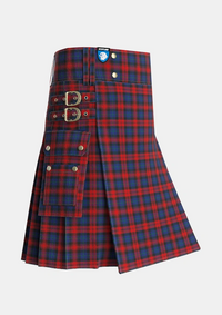 Utility_MacLachlan_Two_Tartan_732_kilt_side_image_with_pleated_design_and_adjustable_buckles_for_men