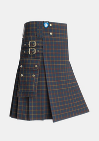 Utility_MacLaine_of_Lochbuie_Hunting_Tartan_491_kilt_side_image_with_pleated_design_and_adjustable_buckles_for_men
