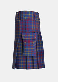 Utility_MacLaine_of_Lochbuie_Tartan_487_kilt_left_image_with_pleated_design_and_adjustable_buckles_for_men
