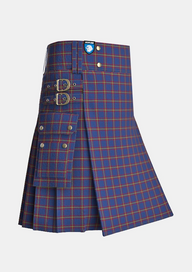 Utility_MacLaine_of_Lochbuie_Tartan_487_kilt_side_image_with_pleated_design_and_adjustable_buckles_for_men