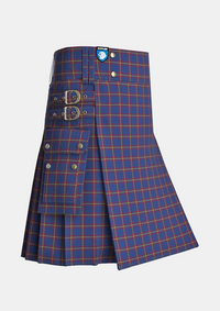 Utility_MacLaine_of_Lochbuie_Tartan_487_kilt_side_image_with_pleated_design_and_adjustable_buckles_for_men