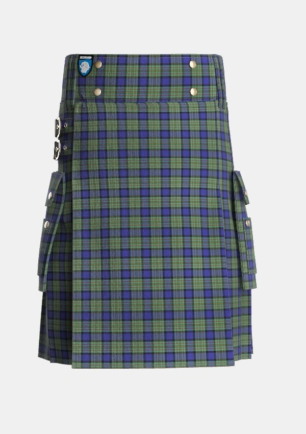 Utility_MacLaren_2_Tartan_342_kilt_front_image_with_pleated_design_and_adjustable_buckles_for_men