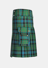 Utility_MacLaren_Ancient_Tartan_kilt_left_image_with_pleated_design_and_adjustable_buckles_for_men