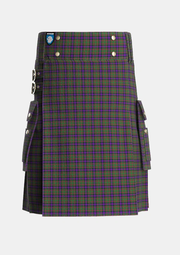 Utility_MacLaren_Regent_Tartan_343_kilt_front_image_with_pleated_design_and_adjustable_buckles_for_men