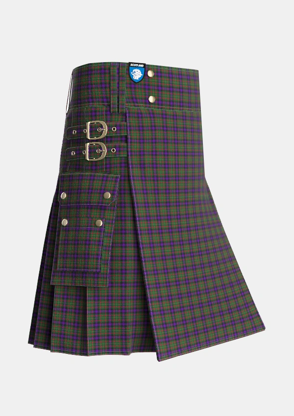 Utility_MacLaren_Regent_Tartan_343_kilt_side_image_with_pleated_design_and_adjustable_buckles_for_men