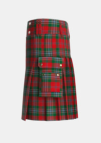 Utility_MacLean_2_Tartan_377_kilt_left_image_with_pleated_design_and_adjustable_buckles_for_men