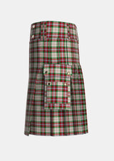 Utility_MacLean_Dress_Tartan_1686_kilt_left_image_with_pleated_design_and_adjustable_buckles_for_men
