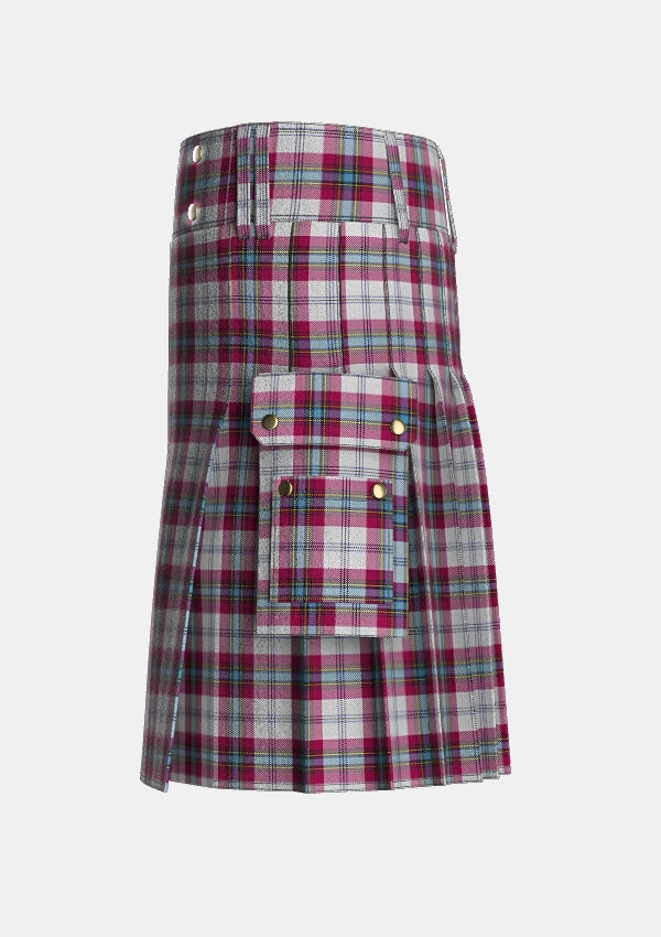 Utility_MacLean_of_Duart_Dress_4_Tartan_59_kilt_left_image_with_pleated_design_and_adjustable_buckles_for_men