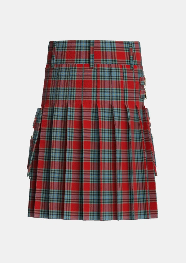 Utility_MacLeay_Tartan_3437_kilt_back_image_with_pleated_design_and_adjustable_buckles_for_men
