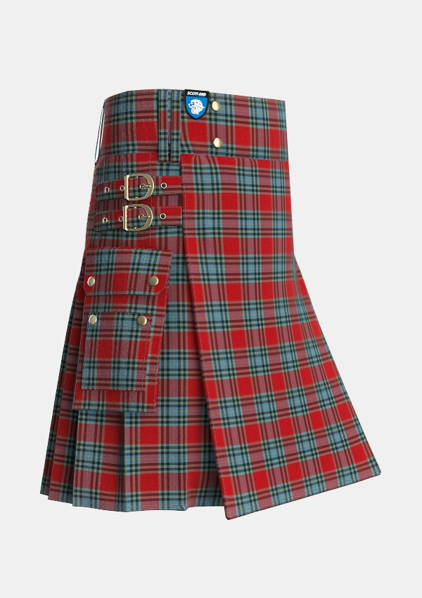 Utility_MacLeay_Tartan_3437_kilt_side_image_with_pleated_design_and_adjustable_buckles_for_men