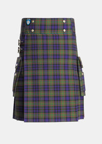 Utility_MacLellan_2_Tartan_323_kilt_front_image_with_pleated_design_and_adjustable_buckles_for_men