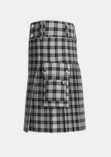 Utility_MacLeod_1906_Black_White_Tartan_1828_kilt_left_image_with_pleated_design_and_adjustable_buckles_for_men
