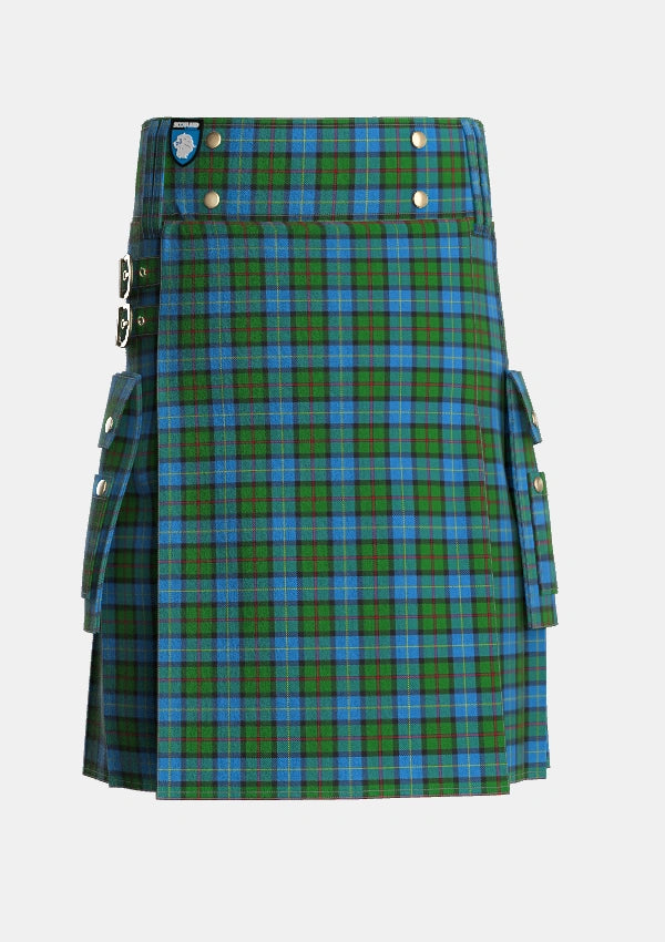 Utility_MacLeod_of_Assynt_Tartan_1582_kilt_front_image_with_pleated_design_and_adjustable_buckles_for_men