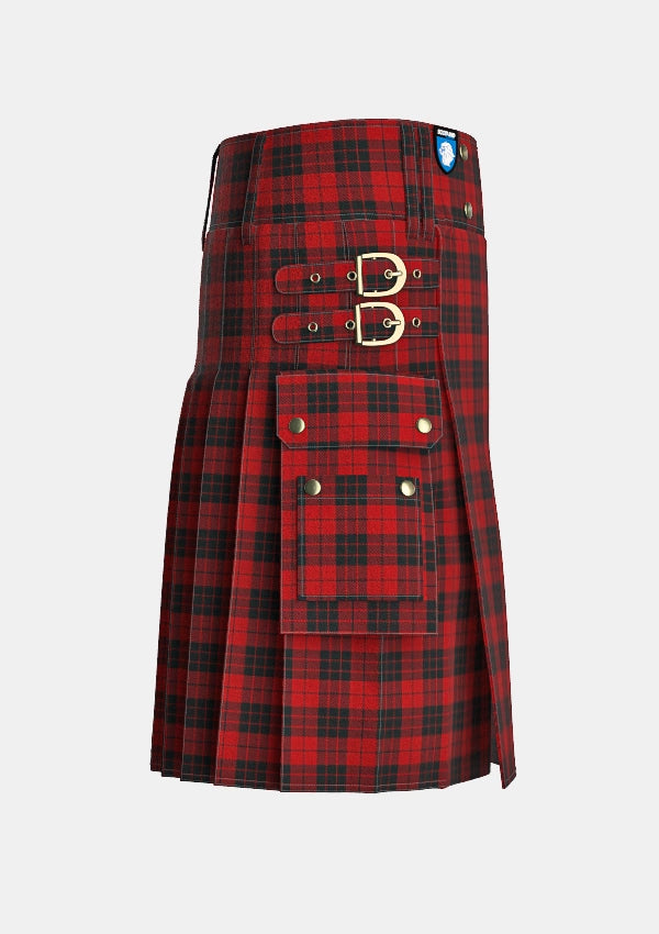 Utility_MacLeod_of_Raasay_Tartan_1172_kilt_right_image_with_pleated_design_and_adjustable_buckles_for_men