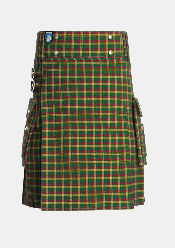 Utility_MacMillan_Ancient_Tartan_2025_kilt_front_image_with_pleated_design_and_adjustable_buckles_for_men