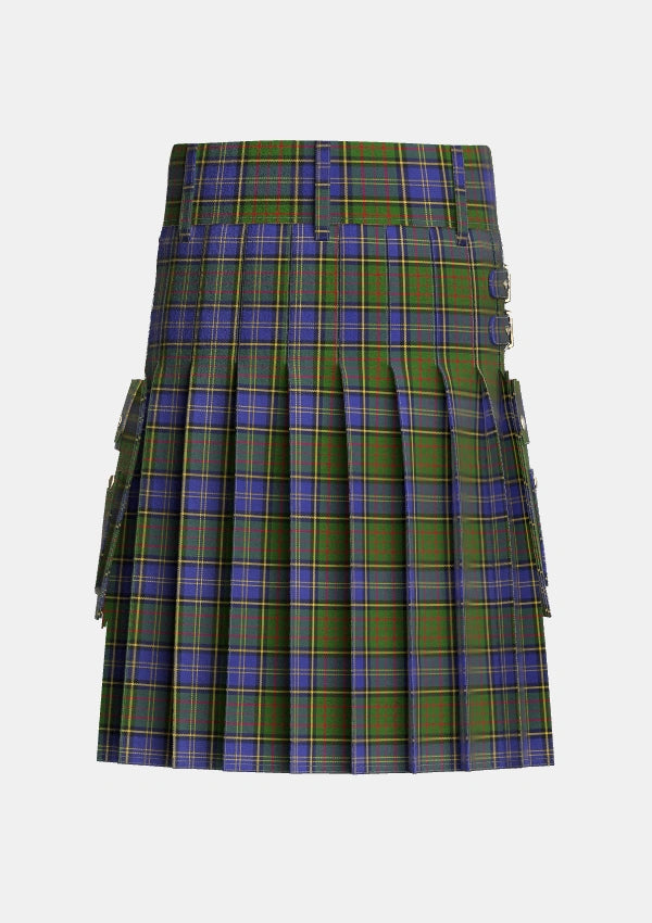 Utility_MacMillan_Hunting_2_Tartan_668_kilt_back_image_with_pleated_design_and_adjustable_buckles_for_men