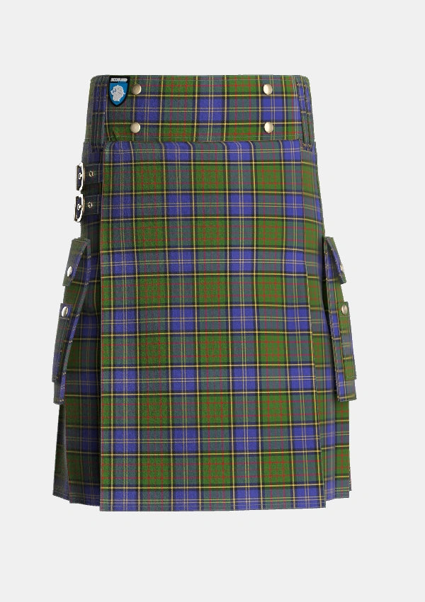 Utility_MacMillan_Hunting_2_Tartan_668_kilt_front_image_with_pleated_design_and_adjustable_buckles_for_men