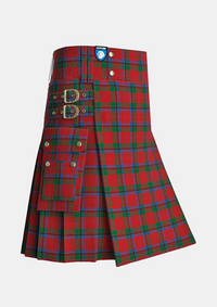 Utility_MacNicol_Tartan_498_kilt_side_image_with_pleated_design_and_adjustable_buckles_for_men