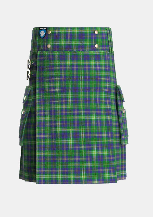 Utility_MacOrrell_Tartan_672_kilt_front_image_with_pleated_design_and_adjustable_buckles_for_men