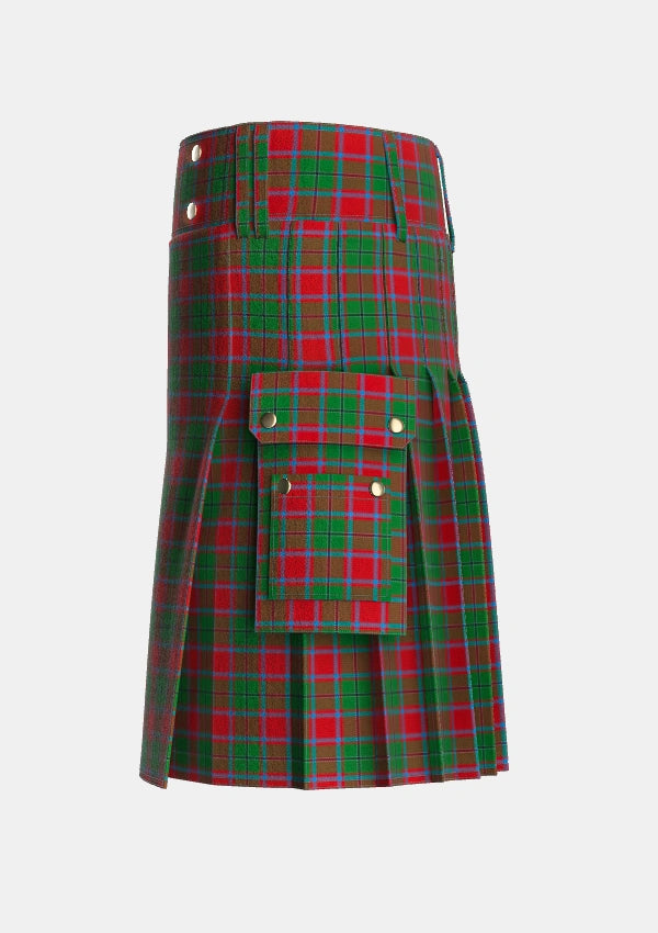 Utility_MacPhail_Blue_Bands_Tartan_1028_kilt_left_image_with_pleated_design_and_adjustable_buckles_for_men
