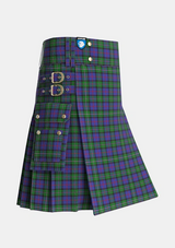 Utility_MacPhail_Hunting_Tartan_2158_kilt_side_image_with_pleated_design_and_adjustable_buckles_for_men