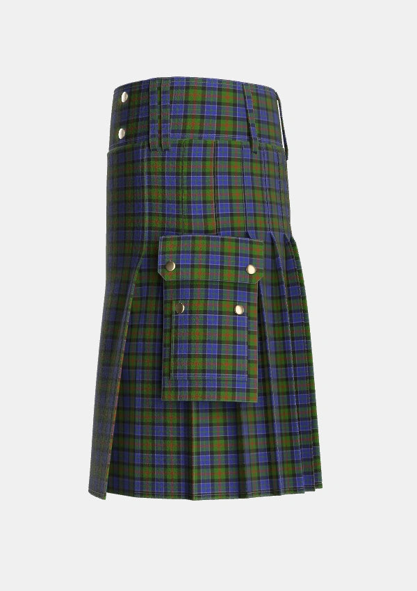 Utility_MacPhedran_MacFadzean_Tartan_1102_kilt_left_image_with_pleated_design_and_adjustable_buckles_for_men
