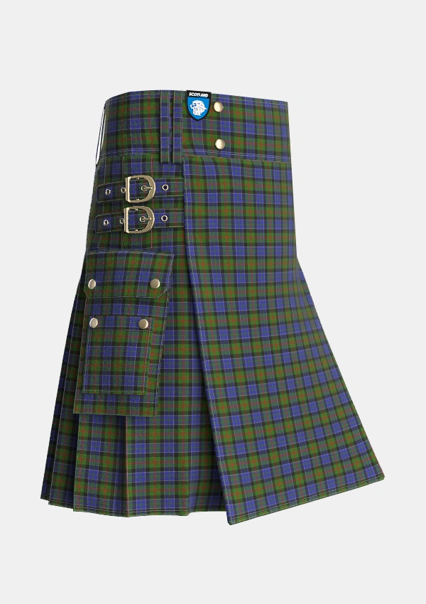 Utility_MacPhedran_MacFadzean_Tartan_1102_kilt_side_image_with_pleated_design_and_adjustable_buckles_for_men
