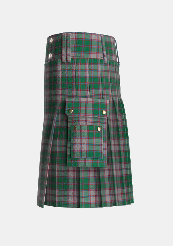 Utility_MacPherson_Gathering_1996_Tartan_3552_kilt_left_image_with_pleated_design_and_adjustable_buckles_for_men