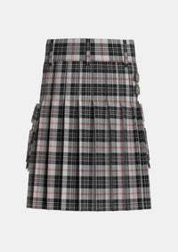Utility_MacPherson_of_Cluny_Black_and_White_Tartan_1830_kilt_back_image_with_pleated_design_and_adjustable_buckles_for_men