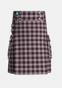 Utility_MacPherson_of_Pitmain_Tartan_3558_kilt_front_image_with_pleated_design_and_adjustable_buckles_for_men
