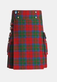 Utility_MacQuarrie_2_Tartan_858_kilt_front_image_with_pleated_design_and_adjustable_buckles_for_men