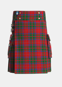 Utility_MacQuarrie_3_Tartan_454_kilt_front_image_with_pleated_design_and_adjustable_buckles_for_men