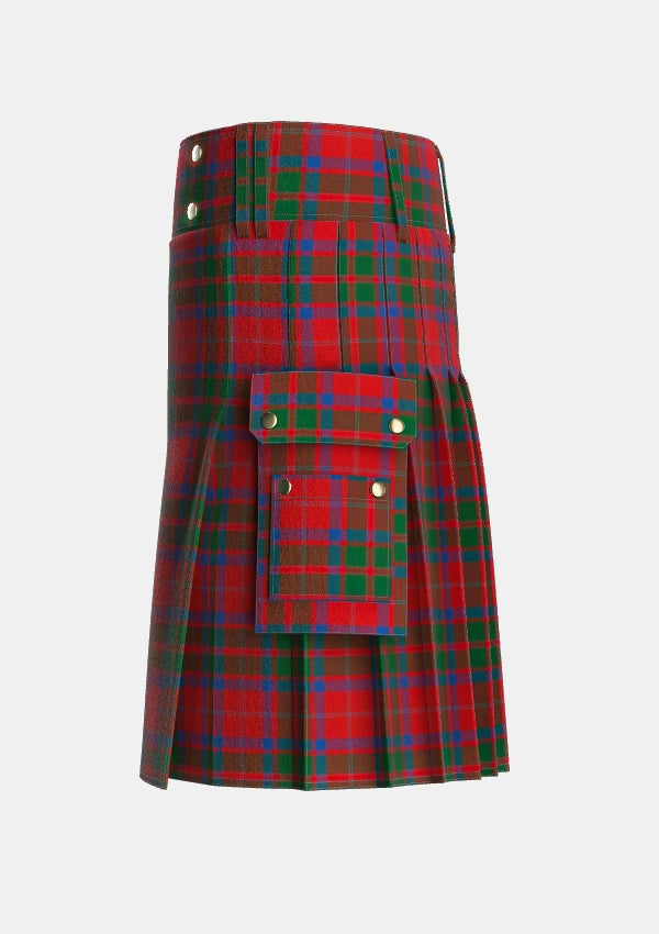 Utility_MacQuarrie_3_Tartan_454_kilt_left_image_with_pleated_design_and_adjustable_buckles_for_men