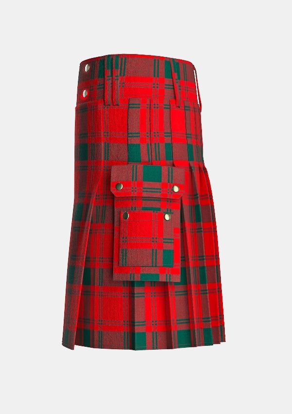 Utility_MacQuarrie_Modern_Tartan_kilt_left_image_with_pleated_design_and_adjustable_buckles_for_men