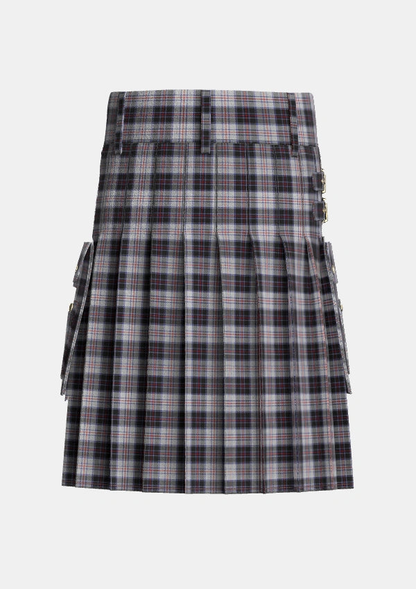 Utility_MacRae_Dress_Tartan_1564_kilt_back_image_with_pleated_design_and_adjustable_buckles_for_men