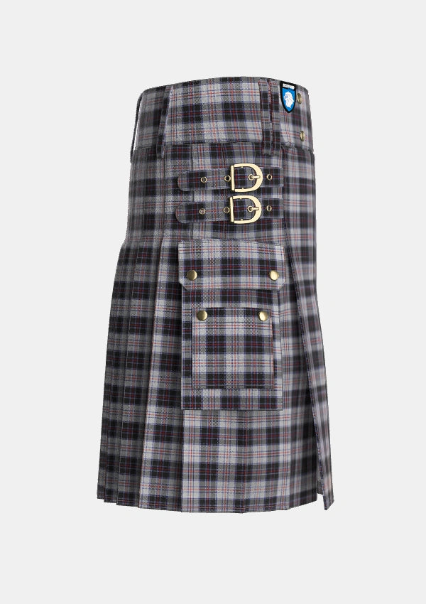 Utility_MacRae_Dress_Tartan_1564_kilt_right_image_with_pleated_design_and_adjustable_buckles_for_men