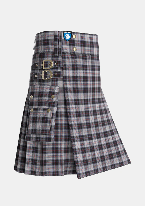 Utility_MacRae_Dress_Tartan_1564_kilt_side_image_with_pleated_design_and_adjustable_buckles_for_men