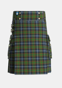 Utility_MacRae_Hunting_3_Tartan_803_kilt_front_image_with_pleated_design_and_adjustable_buckles_for_men