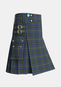 Utility_MacRae_Hunting_4_Tartan_799_kilt_side_image_with_pleated_design_and_adjustable_buckles_for_men