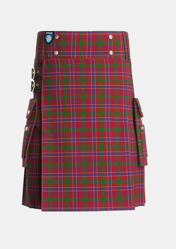 Utility_MacRae_Red_Tartan_859_kilt_front_image_with_pleated_design_and_adjustable_buckles_for_men