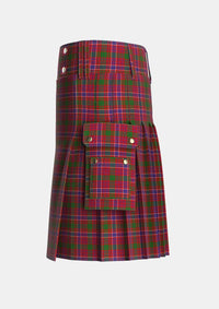 Utility_MacRae_Red_Tartan_859_kilt_left_image_with_pleated_design_and_adjustable_buckles_for_men