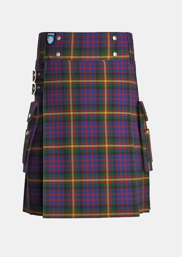 Utility_MacSporran_Tartan_495_kilt_front_image_with_pleated_design_and_adjustable_buckles_for_men