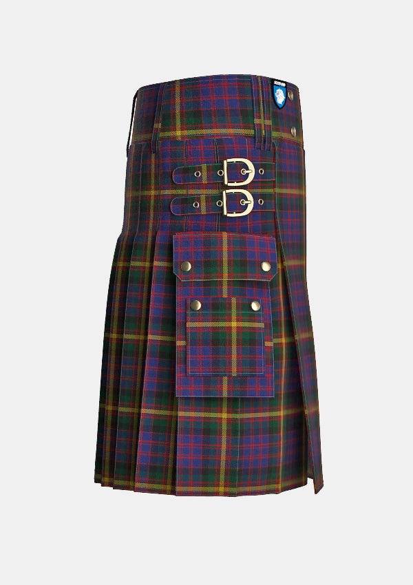 Utility_MacSporran_Tartan_495_kilt_right_image_with_pleated_design_and_adjustable_buckles_for_men
