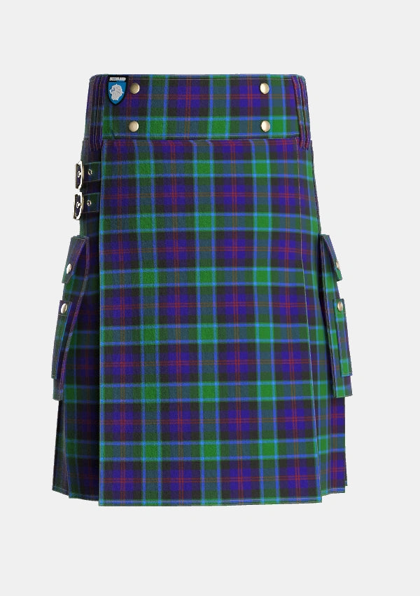 Utility_MacTaggart_Johnstons_Tartan_408_kilt_front_image_with_pleated_design_and_adjustable_buckles_for_men