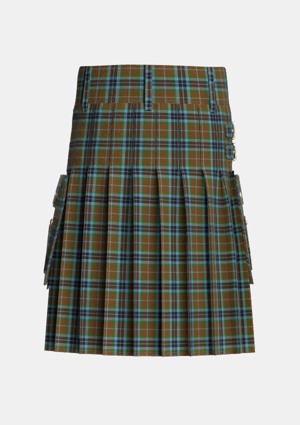 Utility_MacTavish_Thompson_Thomson_Hunting_Tartan_232_kilt_back_image_with_pleated_design_and_adjustable_buckles_for_men