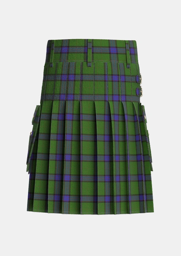 Utility_MacWilliam_Hunting_Tartan_1417_kilt_back_image_with_pleated_design_and_adjustable_buckles_for_men